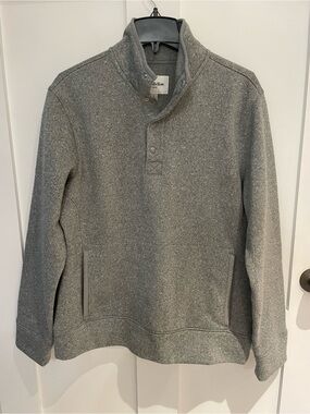 Goodfellow & Co Men’s L Mock Neck Snap Pullover Fleece Sweatshirt Gray Pockets